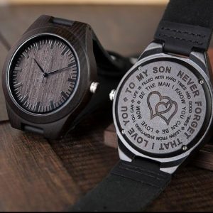 Wood-Engraved Watch for Men- Personalized Watch Gift for Groom-Dad-Groomsmen