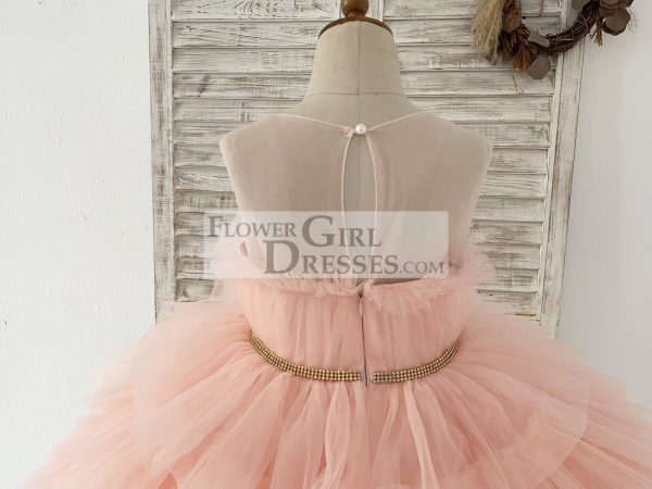Princess Peach Cupcake Tulle Wedding Flower Girl Dress Kids Party Dress - Image 5