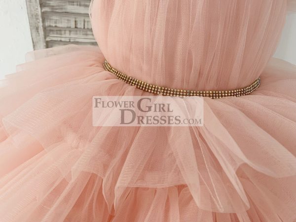 Princess Peach Cupcake Tulle Wedding Flower Girl Dress Kids Party Dress - Image 4