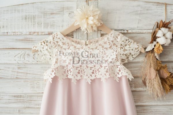 Boho Beach Lace Cap Sleeves Ivory Chiffon Wedding Flower Girl Dress - Image 3