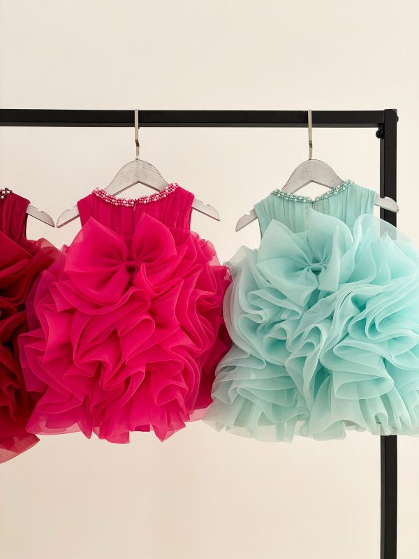 Ball Gown Sleeveless Rosette Organza Knee Length Kids Party Flower Girl Dress - Image 3