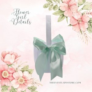 White or Colored Accent Bows-White Satin Wedding Flower Girl Baskets