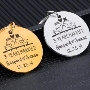 Years Married Anniversary Personalized Keychain-Customized with Name Date Key Ring Gift