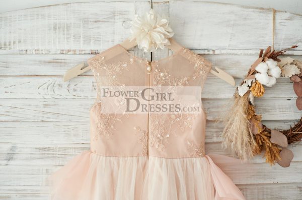 Princess Asymmetrical Lace Tulle Organza Ruffle Wedding Flower Girl Dress - Image 4