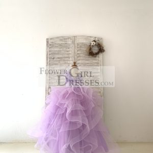 Lavender Lace Tulle Wedding Flower Girl Dress, Feathers/Horsehair