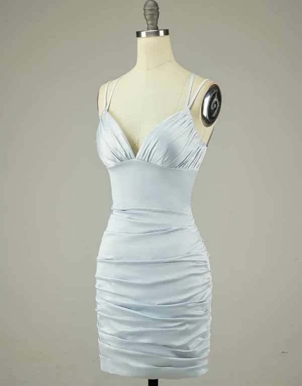 V Neck Sexy Halter Straps Hot Pink/Blue Backless Homecoming Party Dress - Image 10