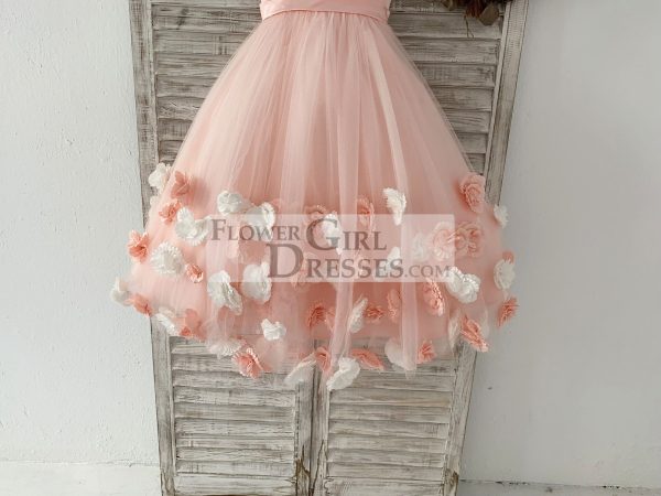 Ball Gown Blush 3D Flowers Tulle Wedding Flower Girl Dress Kids Party Dress - Image 4