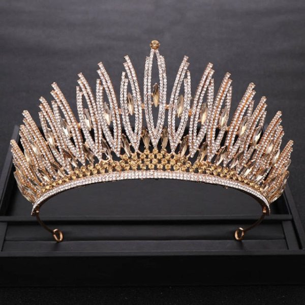 Your Majesty Rhinestone Crystal Gold or Silver Wedding Crown-Bridal Tiara-Hair Jewelry - Image 2