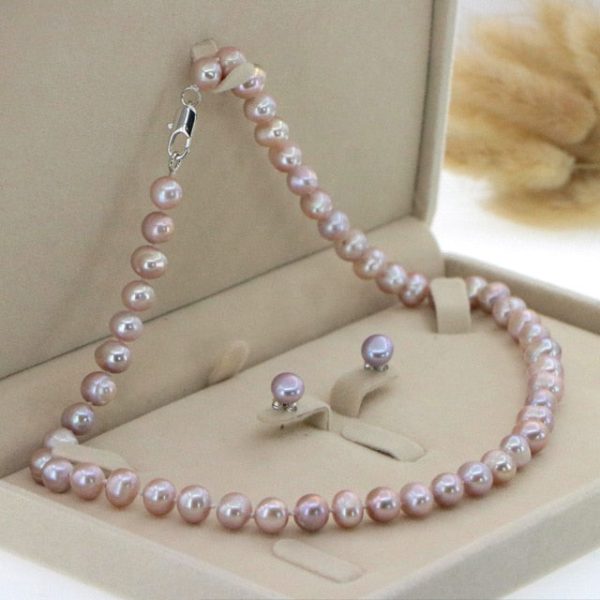 White Akoya Pearl Necklace Earrings Jewelry Sets for Women-Bridal Jewelry Gift - Image 5