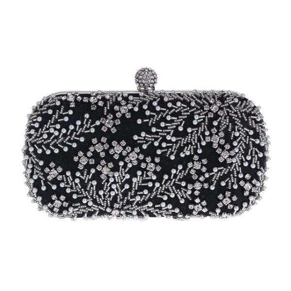 Women's Clutch Bag Crystal Pearl Clutch Purse Luxury Handbag Embroidery Evening Bag - Image 2