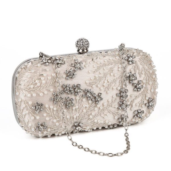 Women's Clutch Bag Crystal Pearl Clutch Purse Luxury Handbag Embroidery Evening Bag - Image 4