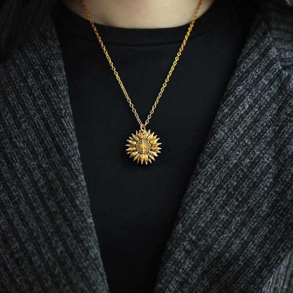 You Are My Sunshine Sunflower Necklaces For Women Rose Gold Silver Color - Image 4