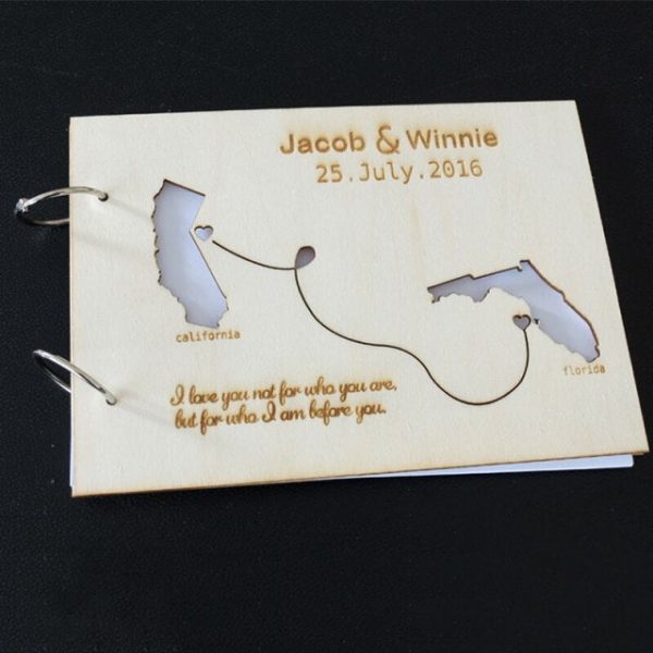 World Map Wedding Personalized Custom Guestbook - A Keepsake Wooden Book - Image 11
