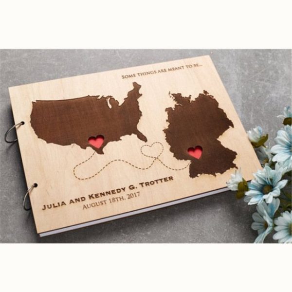 World Map Wedding Personalized Custom Guestbook - A Keepsake Wooden Book - Image 6