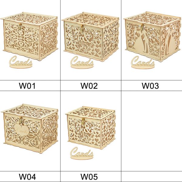 Wood Wedding Card Boxes With Lock-Gifts-Mr and Mrs-Wedding Supplies- Mis Quince Gift Card Box - Image 2
