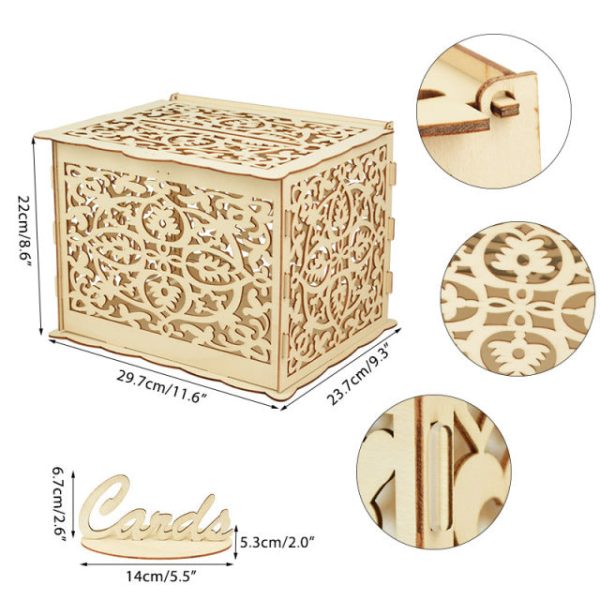 Wood Wedding Card Boxes With Lock-Gifts-Mr and Mrs-Wedding Supplies- Mis Quince Gift Card Box - Image 5