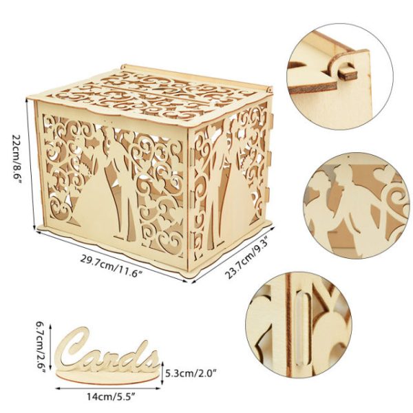Wood Wedding Card Boxes With Lock-Gifts-Mr and Mrs-Wedding Supplies- Mis Quince Gift Card Box - Image 7