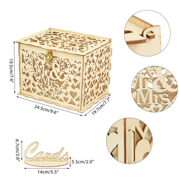 Wood Wedding Card Boxes With Lock-Gifts-Mr and Mrs-Wedding Supplies- Mis Quince Gift Card Box - Image 3