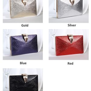 Women's Sleek Stylish Evening Metal Leaf Lock Clutch Bag