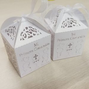 White-Pink-Blue-Gold-Silver My First Holy Communion Favor Boxes-Spanish Mi Primera Comunión-Candy Box-Party Keepsake