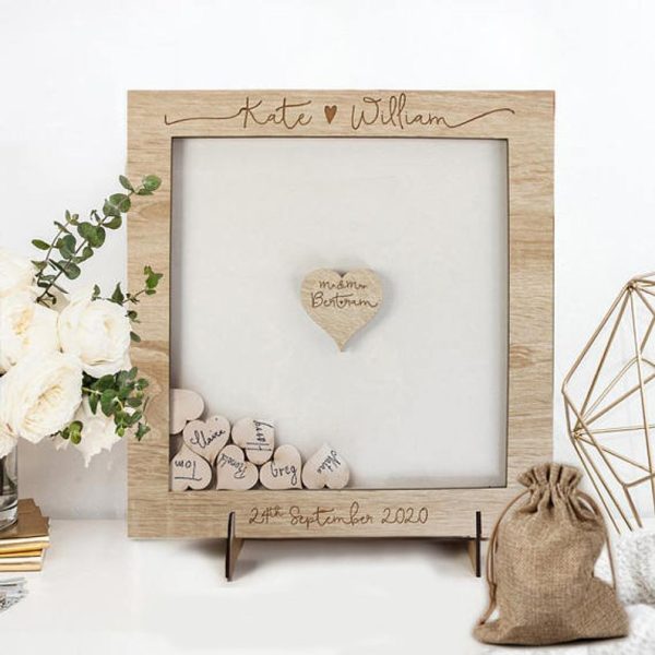 Wooden Geometric Square Shape Wish Drop Frame/Keepsake-Guestbook Alternative - Image 2