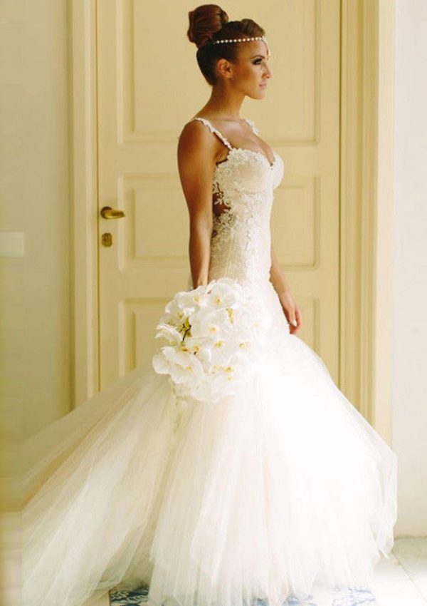 Tulle Wedding Dress Trumpet Backless Strap Sweetheart, Lace - Image 2