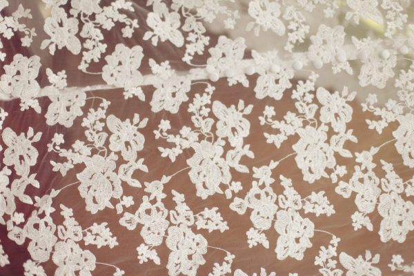 Vintage Inspired Lace V Neck Wedding Dress, Chapel Train - Image 4