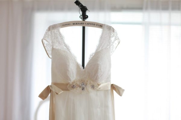 Vintage Inspired Lace Tulle Deep V Back Maternity Wedding Dress - Image 5