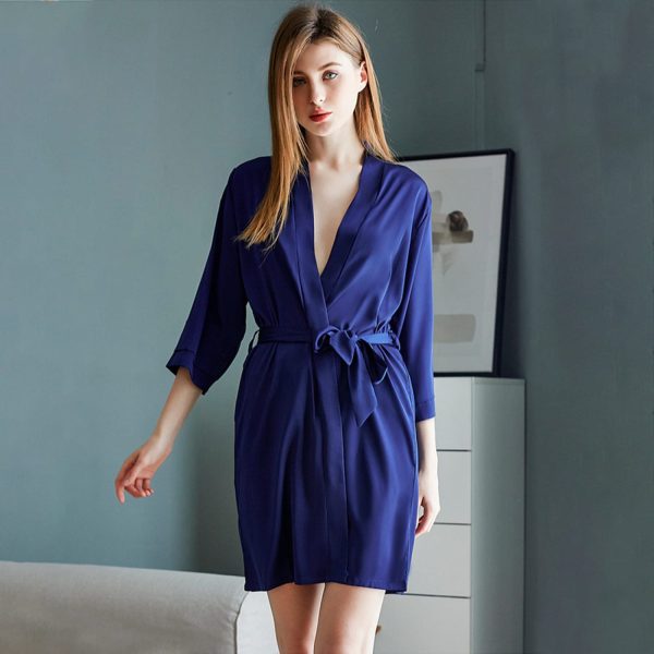 Women's Satin Wedding Bride Robe Sleepwear Bridesmaid Nightgown Dressing Gown - Image 5