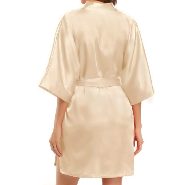 Women's Satin Wedding Bride Robe Sleepwear Bridesmaid Nightgown Dressing Gown - Image 10
