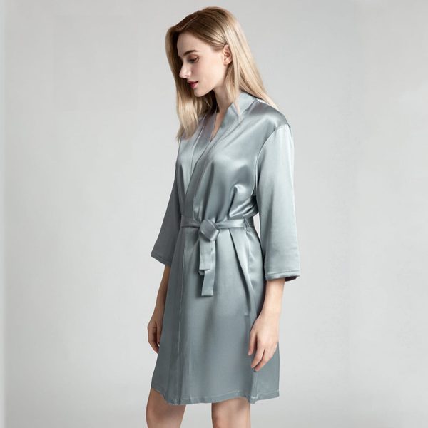 Women's Satin Wedding Bride Robe Sleepwear Bridesmaid Nightgown Dressing Gown - Image 12