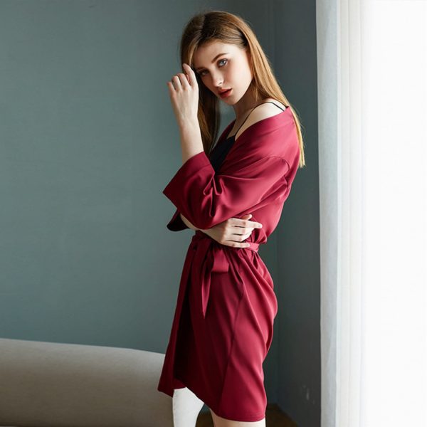 Women's Satin Wedding Bride Robe Sleepwear Bridesmaid Nightgown Dressing Gown - Image 18
