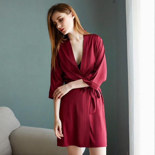 Women's Satin Wedding Bride Robe Sleepwear Bridesmaid Nightgown Dressing Gown - Image 17