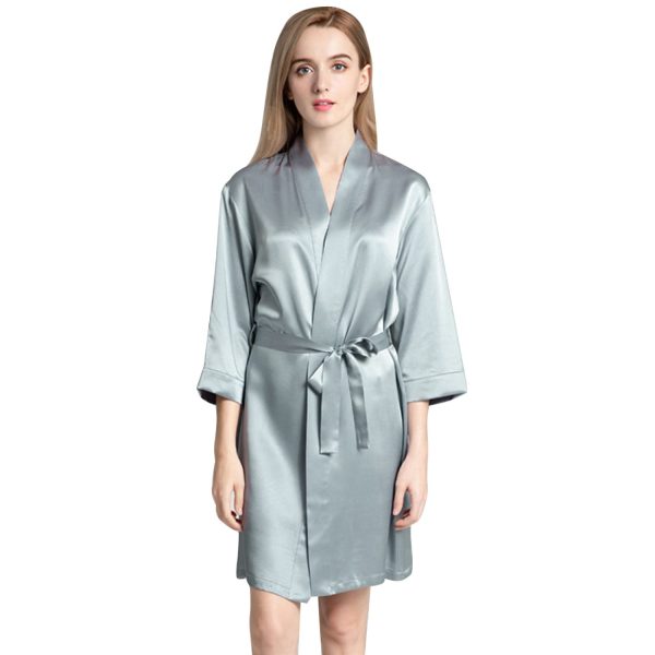 Women's Satin Wedding Bride Robe Sleepwear Bridesmaid Nightgown Dressing Gown - Image 11